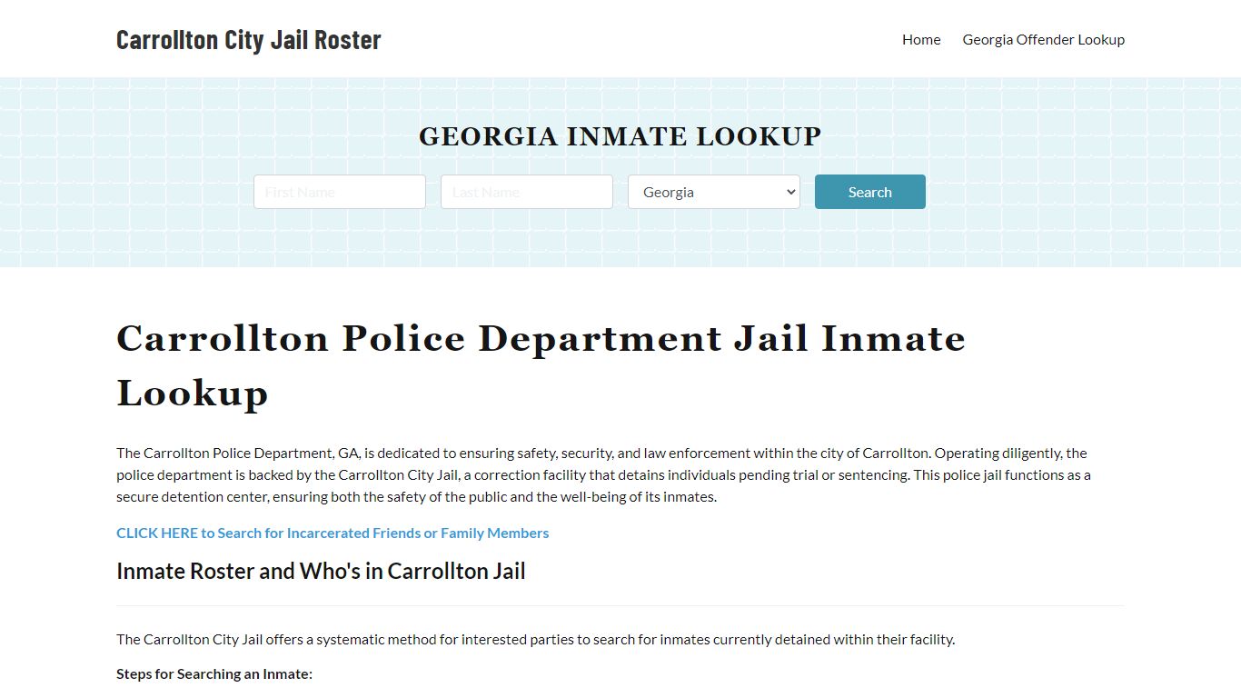 Carrollton Police Department & City Jail, GA Inmate Roster, Arrests ...