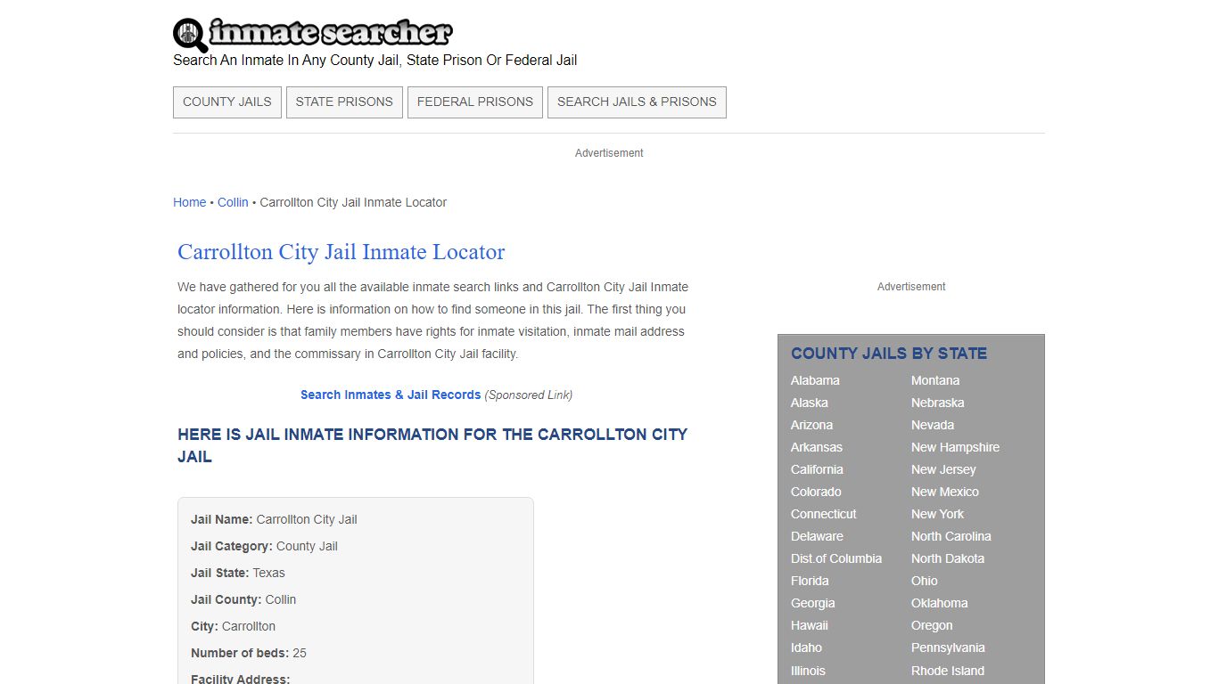 Carrollton City Jail Inmate Locator - Inmate Searcher