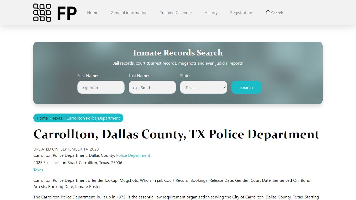 Carrollton, TX Police - City Jail Inmates, Arrests